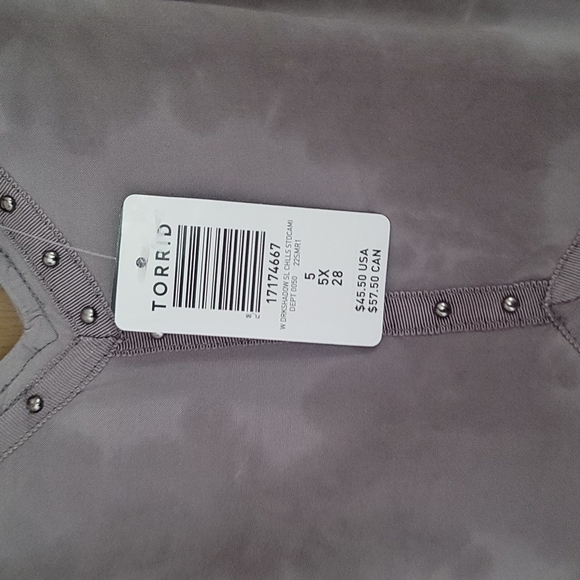 TORRID PLUS SIZE DARK SHADOW TIE DYE STUDDED CAMI: GRAY/BLACK: NWT: SZ 5 - Picture 2 of 4